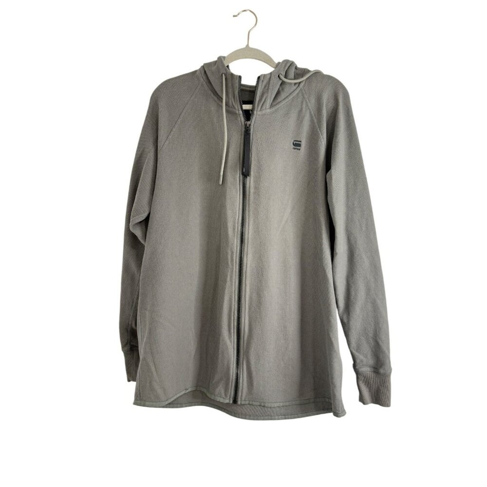 G-Star Raw Textured Hoodie Soft Gray Full-Zip Jacket Mens Size XL